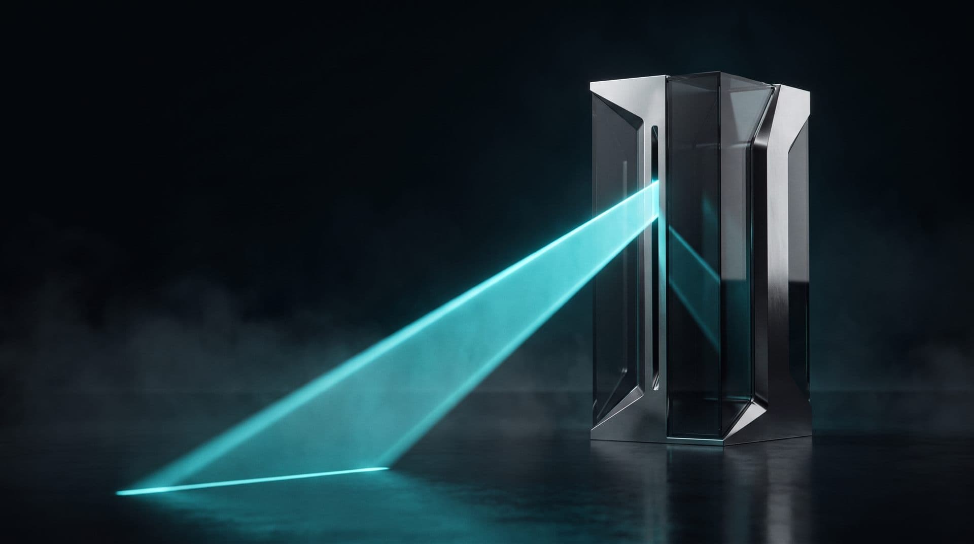 A machined titanium form casting a distinctive shaped beam of light