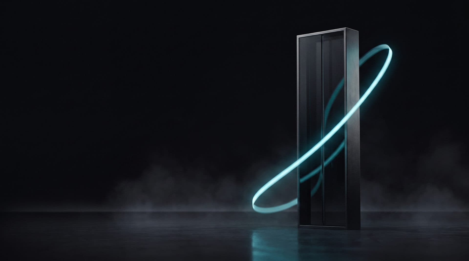 A form captured mid-transformation with a light trail