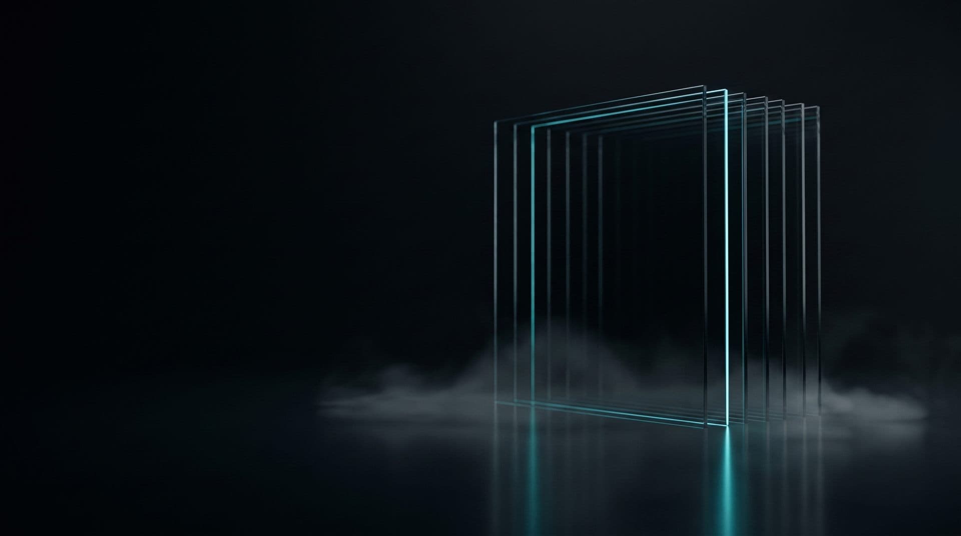 Thin parallel glass planes in precise alignment with light passing through